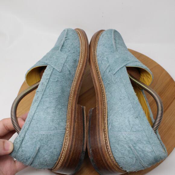 Blackstock & Weber Shoes Mens 11 Ellis Penny Loafers Blue Suede Goodyear Welted - Picture 5 of 11